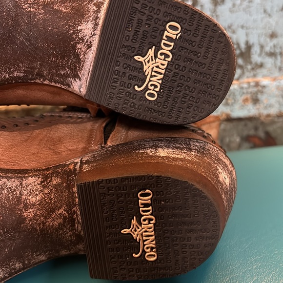 Old Gringo Valentine Dion Brown Tan Floral Beaded Ankle Boots Western 8 - Picture 14 of 15